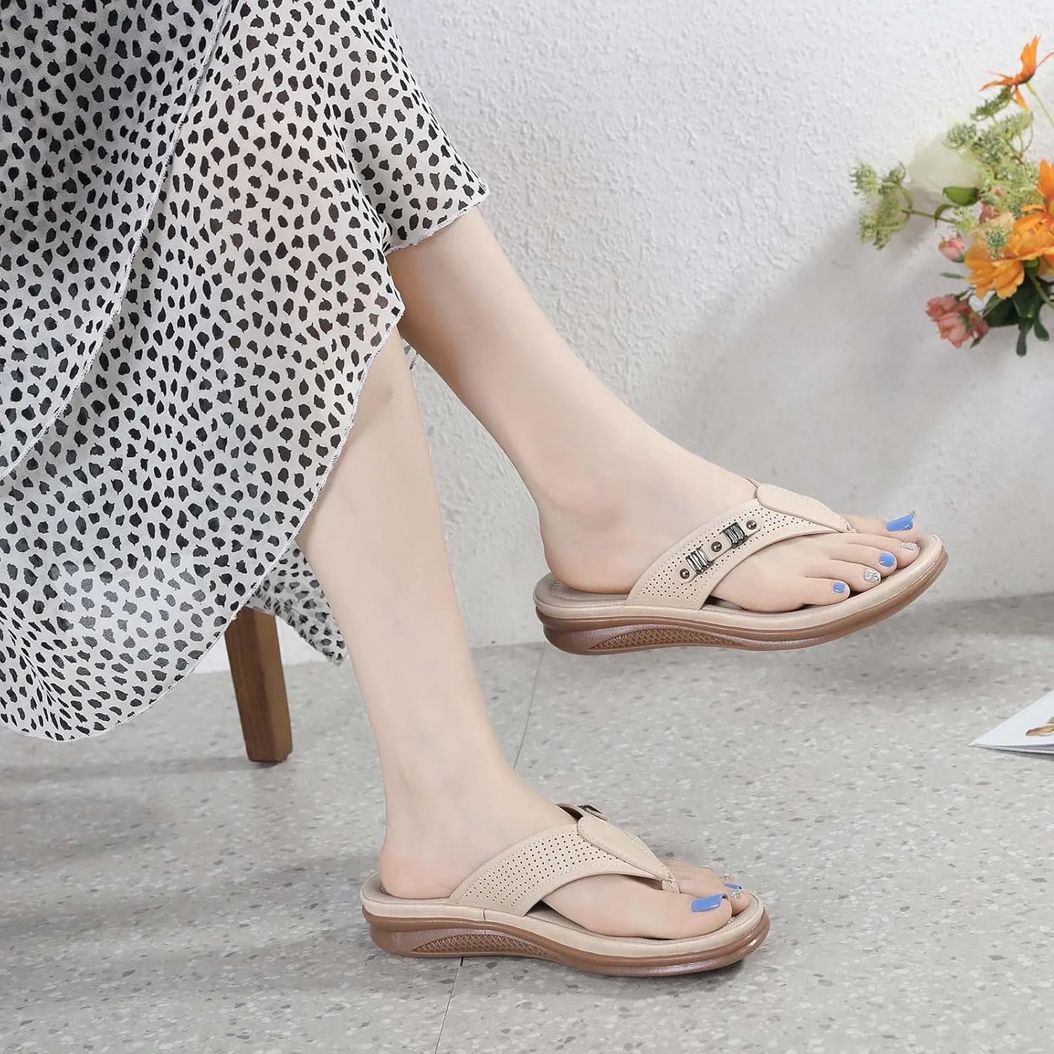 Women's Summer European And Fashion Flip Flops Casual Comfortable Sandals Lightweight Retro Animal Print Sandals Women