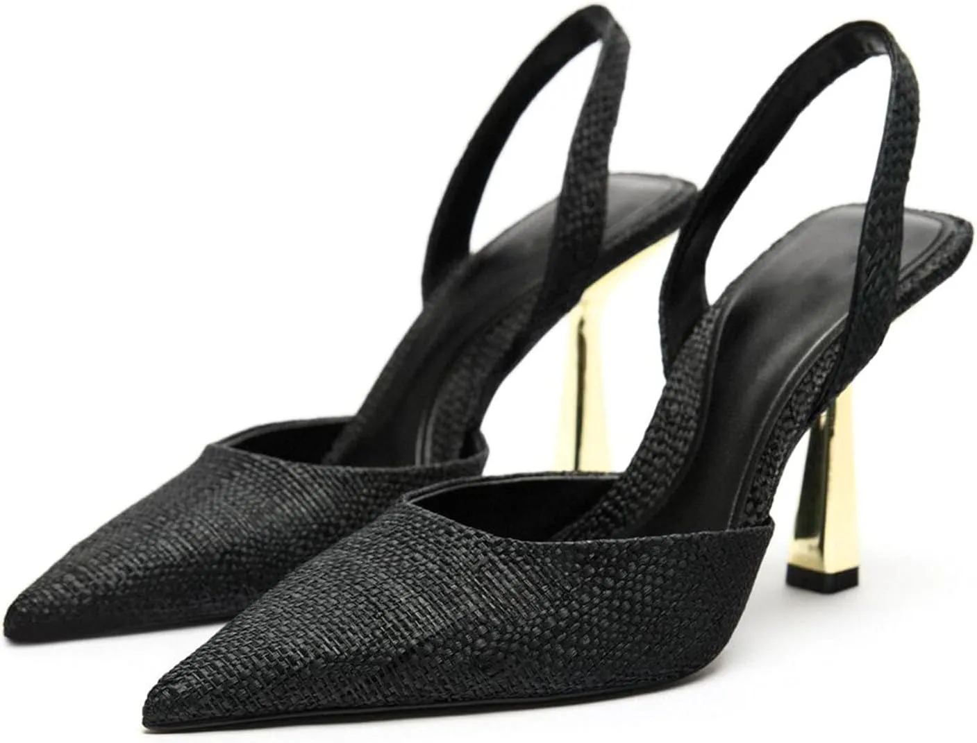 Women's Summer Shallow Mouth Pointed High Heels Metal Stiletto Closed Toe One-Strap Slingback French Sandals