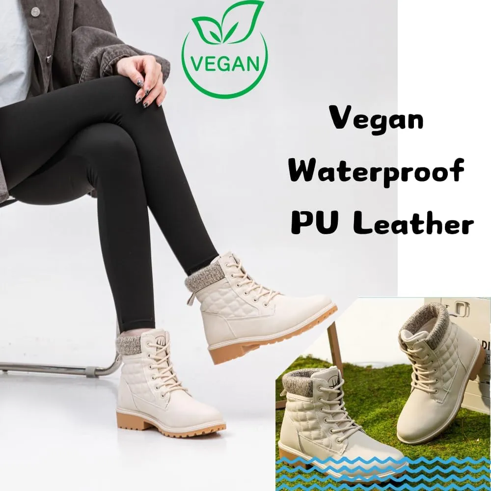 Women's Waterproof Hiking Work Boots - Lightweight Non-Slip Ankle Boot for Outdoor & Office (Black White)