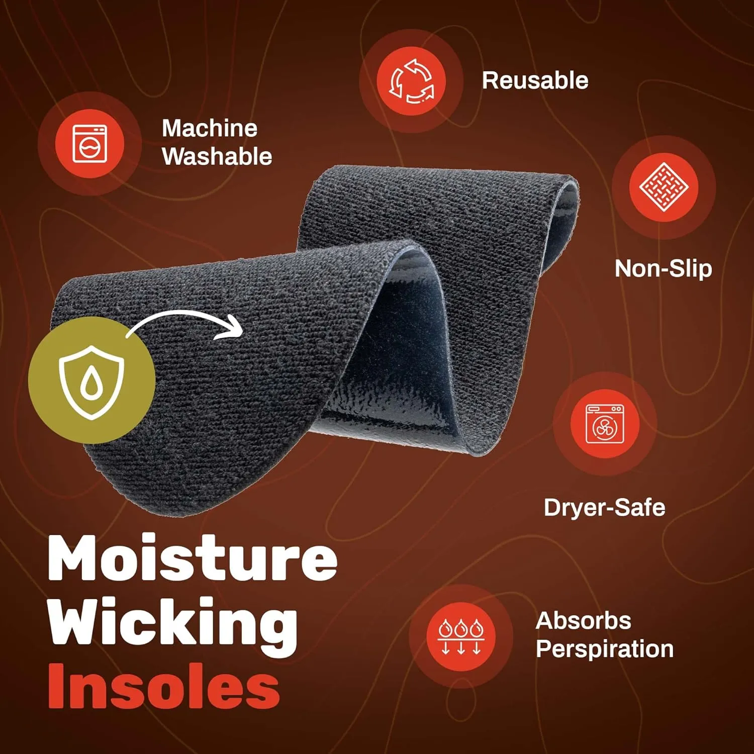 Wool Flat Shoe Insert for Sandals & Sockless Shoes, Comfortable Shoe Insoles with Sweat-Absorbent Natural Fiber & Non-Slip Silicone Grip, Wide-Cut Foot Soles for Men & Women, Black, Size 46 - SoxsolS