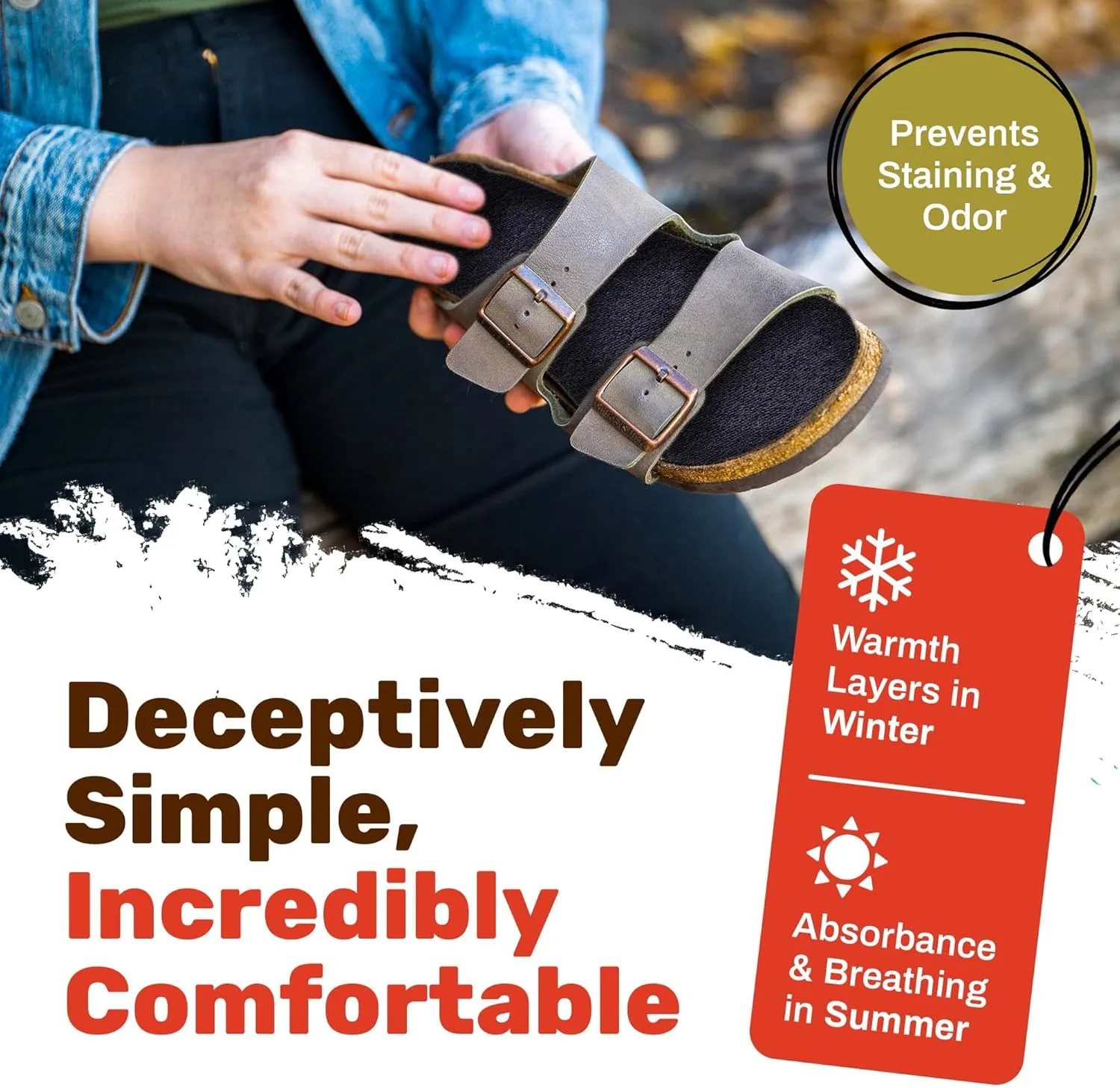 Wool Flat Shoe Insert for Sandals & Sockless Shoes, Comfortable Shoe Insoles with Sweat-Absorbent Natural Fiber & Non-Slip Silicone Grip, Wide-Cut Foot Soles for Men & Women, Black, Size 46 - SoxsolS