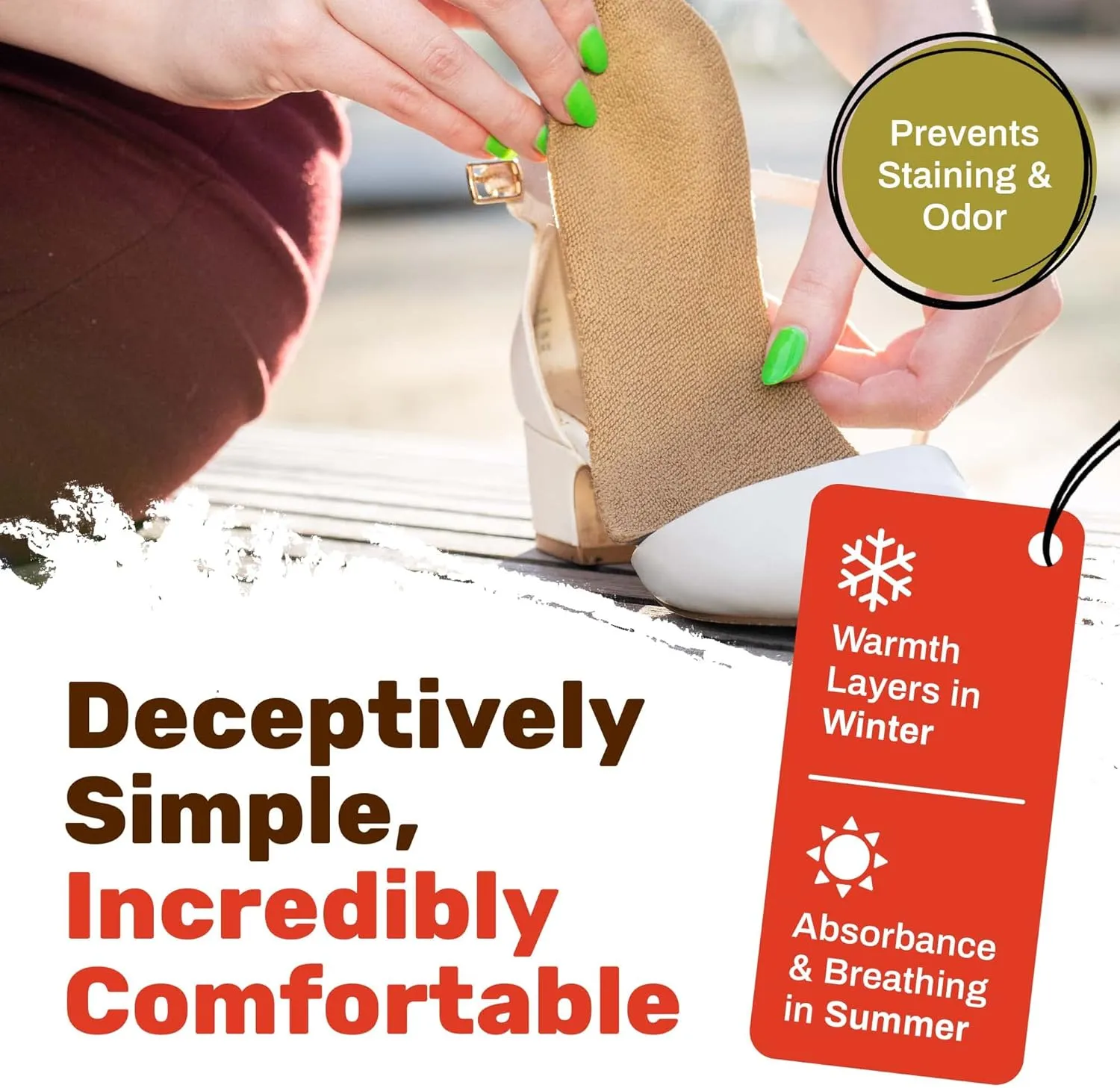 Wool Flat Shoe Insert for Sandals & Sockless Shoes, Comfortable Shoe Insoles with Sweat-Absorbent Natural Fiber & Non-Slip Silicone Grip, Wide-Cut Foot Soles for Men & Women, Brown, Size 39 - SoxsolS