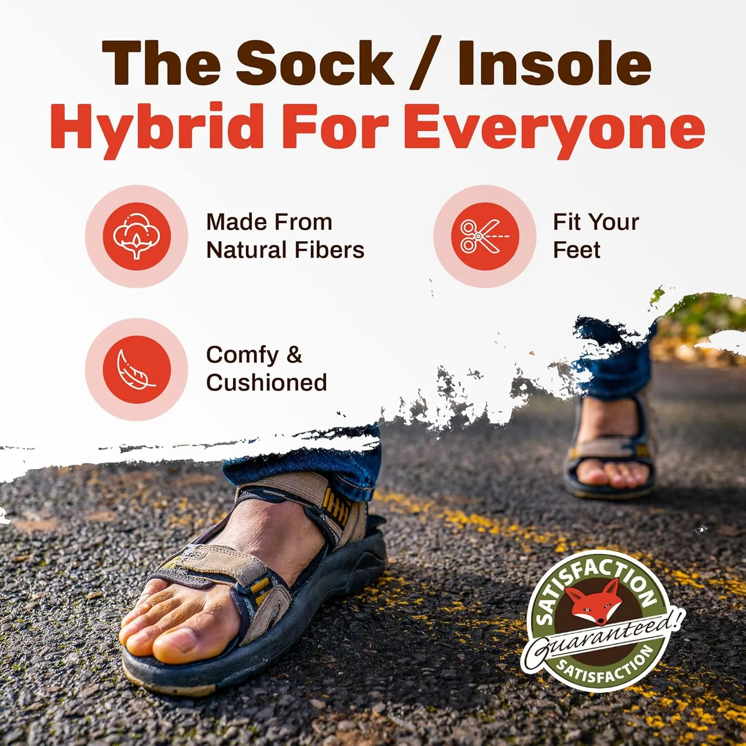 Wool Flat Shoe Insert for Sandals & Sockless Shoes, Comfortable Shoe Insoles with Sweat-Absorbent Natural Fiber & Non-Slip Silicone Grip, Wide-Cut Foot Soles for Men & Women, Brown, Size 46 - SoxsolS
