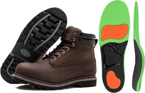 Work Boots for Men Soft Toe Goodyear Welt Construction Shoes 9.5, High Arch Support Orthotic Insoles Work Boots Shoes Inserts for Men and Women L