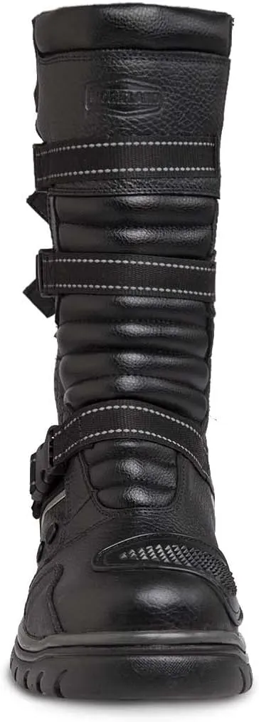 WORKLAND 77415 Motorcycle Boots for Men - Leather Boots with Protections - Work Boots For Men - Rubber Sole Slip Resistant and Reflective Motorcycle Riding Boots - Botas para Motocicleta Hombre
