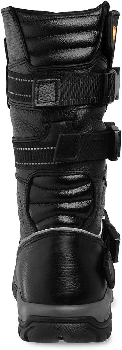WORKLAND 77415 Motorcycle Boots for Men - Leather Boots with Protections - Work Boots For Men - Rubber Sole Slip Resistant and Reflective Motorcycle Riding Boots - Botas para Motocicleta Hombre