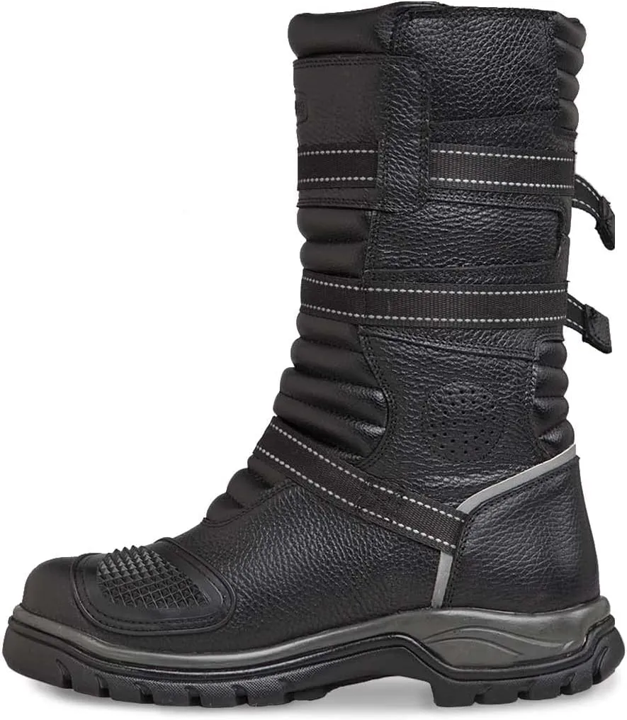 WORKLAND 77415 Motorcycle Boots for Men - Leather Boots with Protections - Work Boots For Men - Rubber Sole Slip Resistant and Reflective Motorcycle Riding Boots - Botas para Motocicleta Hombre
