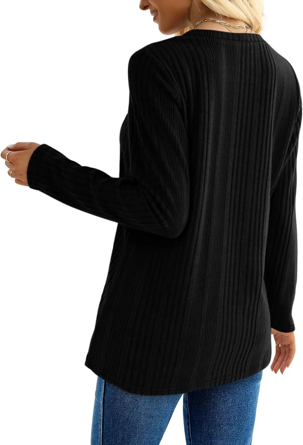 XIEERDUO Long Sleeve Tops for Women Tunics Buttons Front Slit