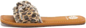 Yellow Box Daralie Women's Slide Sandals - Bow-Topped Fabric Slides with Frayed Hem Detail and Padded Footbed for Comfort