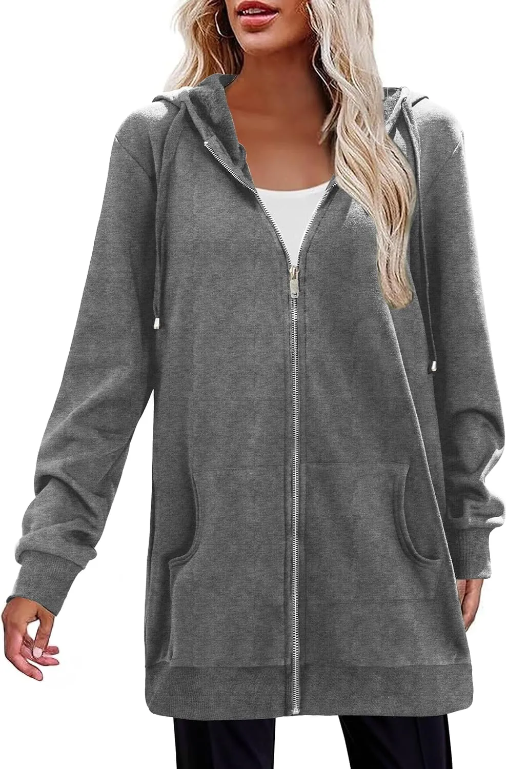 Zeagoo Zip Up Hoodies For Women Long Sleeve Oversized Sweatshirts Casual Lightweight Fleece Jackets With Pockets