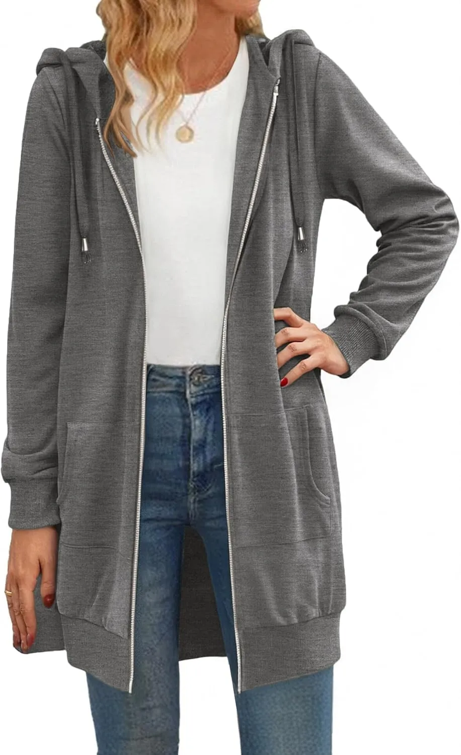 Zeagoo Zip Up Hoodies For Women Long Sleeve Oversized Sweatshirts Casual Lightweight Fleece Jackets With Pockets