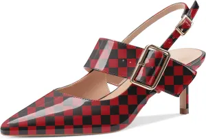 Z.Oufeier Women’s Slingback Low Stiletto Heels Close Pointed Toe Sandals Slip On Buckle Strap Mary Jane Dress Pumps Shoes