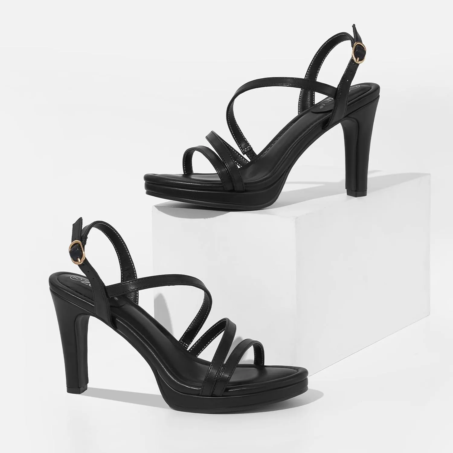 ZURIN Women's Strappy Heels Open Toe High Heeled Sandals Platform Stiletto Dress Sandals Comfortable Dressy Shoes for Summer Bridal Party Prom