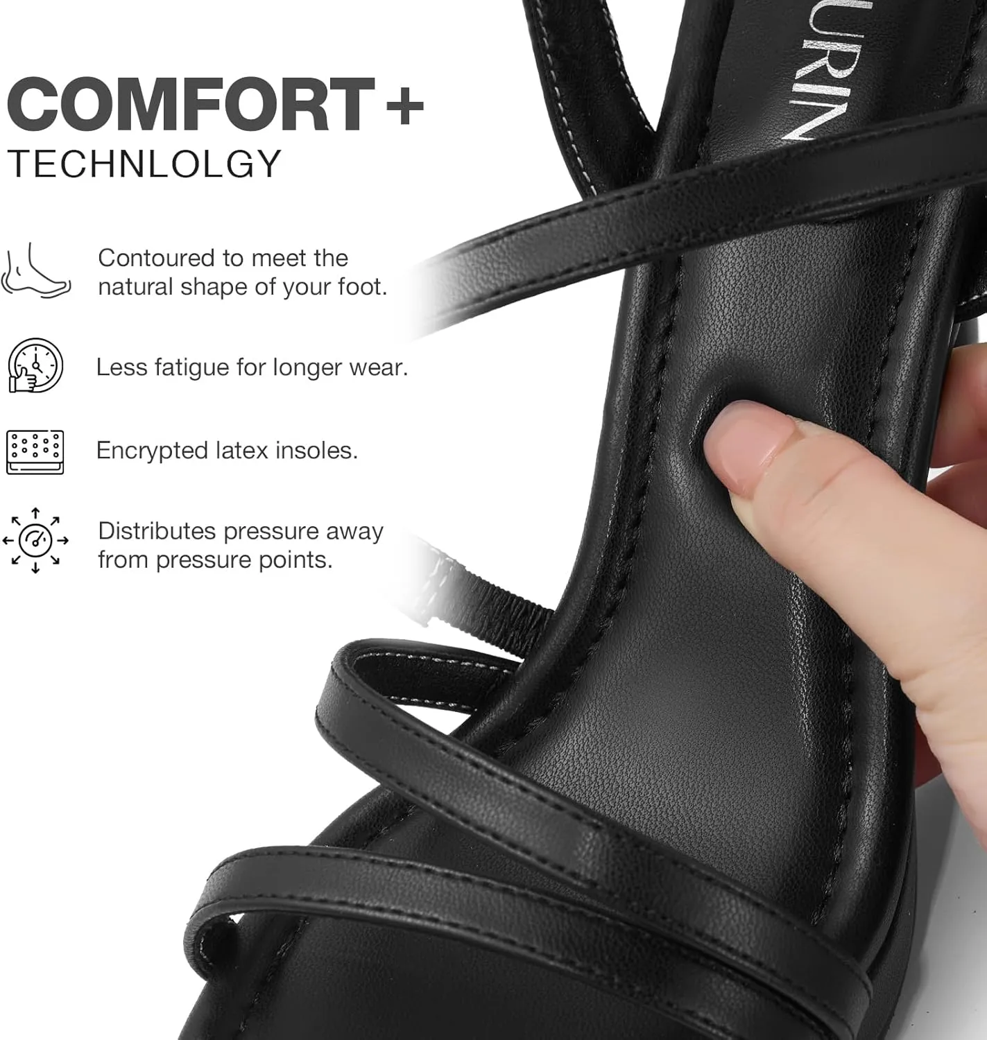 ZURIN Women's Strappy Heels Open Toe High Heeled Sandals Platform Stiletto Dress Sandals Comfortable Dressy Shoes for Summer Bridal Party Prom
